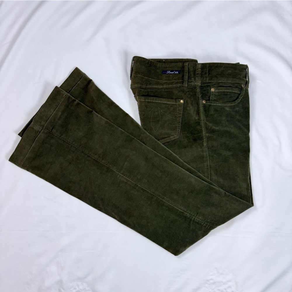Level 99 Dark Army‎ Green Velvet Wide Leg Flare Pants Size 29